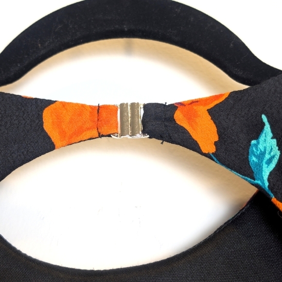 Zara Black Orange Floral Open Back Mini Dress Long Sleeve Date Night Size Small - Picture 8 of 10